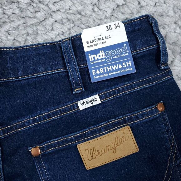 Wrangler Wanderer 622 High Rise Flare Dark Wash Blue Cowgirl Western Size 30x34 - Picture 3 of 11